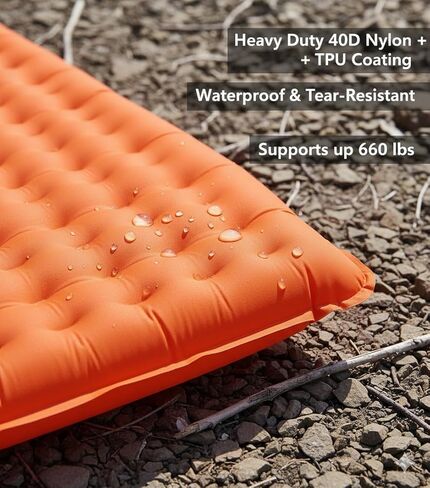 HI FINE CARE Double Camping Sleeping Pad 2 Percon, Ultralight Camping Mat with Pillow Built-in Foot Pump Inflatable Sleeping Pads Compact for Hiking Traveling Tent in Saudi Arabia