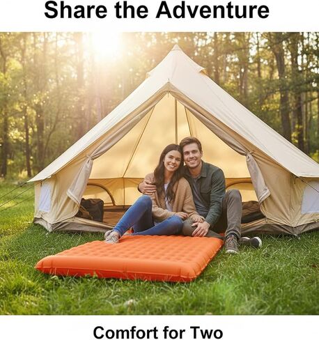 HI FINE CARE Double Camping Sleeping Pad 2 Percon, Ultralight Camping Mat with Pillow Built-in Foot Pump Inflatable Sleeping Pads Compact for Hiking Traveling Tent in Saudi Arabia