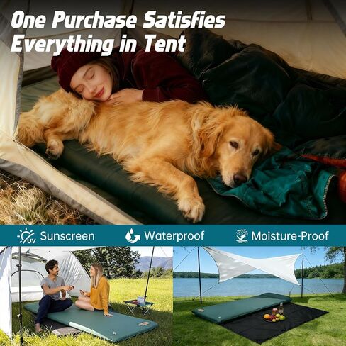 Self Inflating Sleeping Pad with Waterproof Tarp, 3.2" Extra Thick Built-in Electric Pump Air Mattress for Car Camping, R-Value 9.5 All-Season Winter Gear, Roll-up Compact Mat in Saudi Arabia