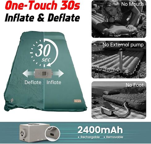 Self Inflating Sleeping Pad with Waterproof Tarp, 3.2" Extra Thick Built-in Electric Pump Air Mattress for Car Camping, R-Value 9.5 All-Season Winter Gear, Roll-up Compact Mat in Saudi Arabia