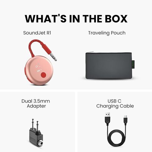 Avantree Relay & SoundJet R1 - Premium Airplane Bluetooth Adapter with Advanced Qualcomm Chipset, 2 Headphones Support, 25hrs Play Time, aptX Adaptive & HD Audio Transmitter for Airpods, Bose & Travel in Saudi Arabia