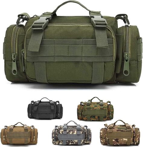 Tactical Duffel Bags for Men, 3P Military Molle Waist Fanny Packs EDC Utility Pouch Crossbody with Shoulder Strap Hand Carry in Saudi Arabia