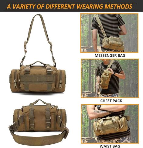 Tactical Duffel Bags for Men, 3P Military Molle Waist Fanny Packs EDC Utility Pouch Crossbody with Shoulder Strap Hand Carry in Saudi Arabia