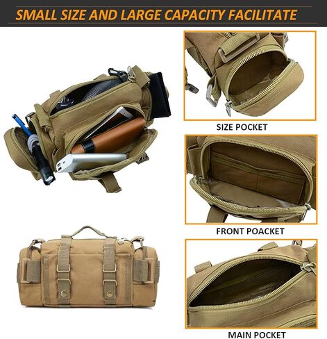 Tactical Duffel Bags for Men, 3P Military Molle Waist Fanny Packs EDC Utility Pouch Crossbody with Shoulder Strap Hand Carry in Saudi Arabia
