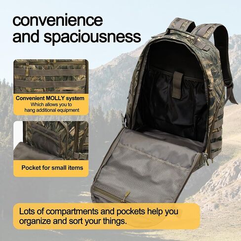 Tactical Hunting Back pack for Men,Military Molle Backpack,Assault Pack,37L EDC Hiking & Motorcycle Backpack (Aquatic Camouflage) in Kuwait
