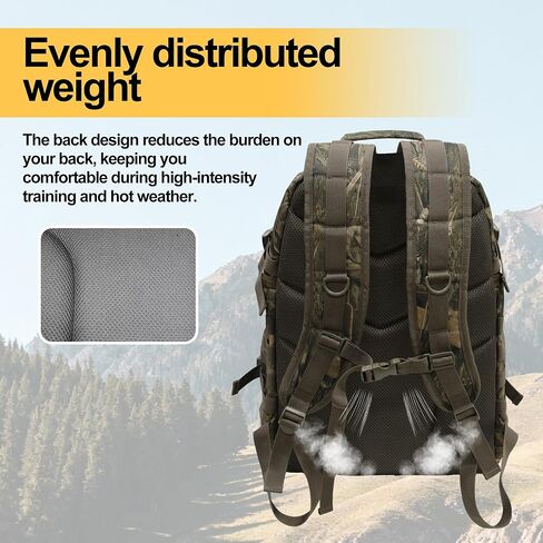 Tactical Hunting Back pack for Men,Military Molle Backpack,Assault Pack,37L EDC Hiking & Motorcycle Backpack (Aquatic Camouflage) in Kuwait