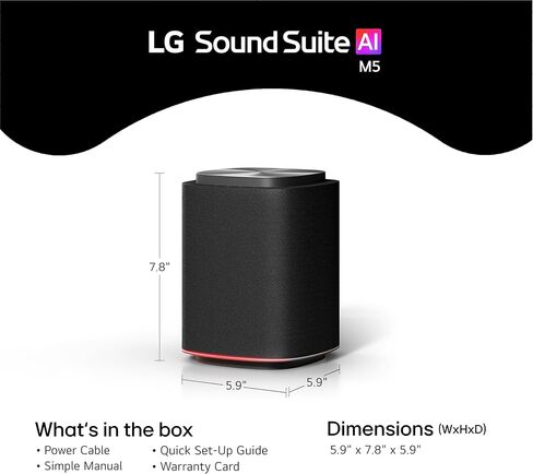 مكبر صوت LG M5 Sound Suite اللاسلكي مع Dolby Atmos FlexConnect - بلوتوث وواي فاي، Google Cast وAirPlay - مكبرات صوت مزدوجة + مكبر صوت 3 بوصات - متصل بالتلفزيونات ومكبر صوت H7 - (طراز 2026 الجديد) in Saudi Arabia