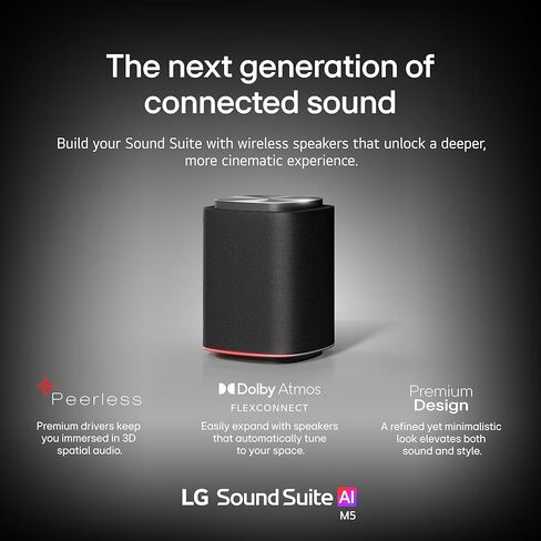 مكبر صوت LG M5 Sound Suite اللاسلكي مع Dolby Atmos FlexConnect - بلوتوث وواي فاي، Google Cast وAirPlay - مكبرات صوت مزدوجة + مكبر صوت 3 بوصات - متصل بالتلفزيونات ومكبر صوت H7 - (طراز 2026 الجديد) in Saudi Arabia