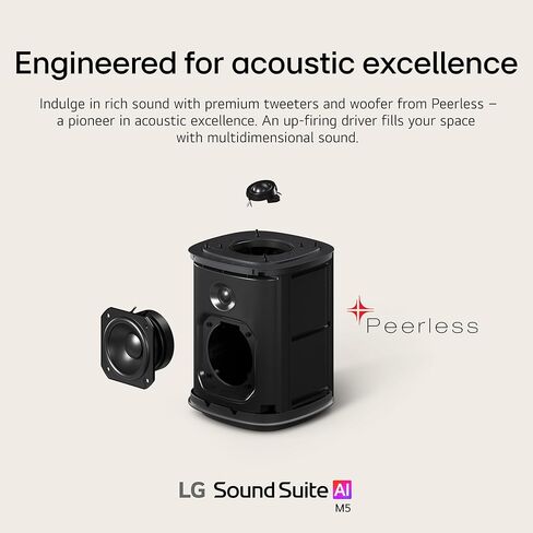 مكبر صوت LG M5 Sound Suite اللاسلكي مع Dolby Atmos FlexConnect - بلوتوث وواي فاي، Google Cast وAirPlay - مكبرات صوت مزدوجة + مكبر صوت 3 بوصات - متصل بالتلفزيونات ومكبر صوت H7 - (طراز 2026 الجديد) in Saudi Arabia