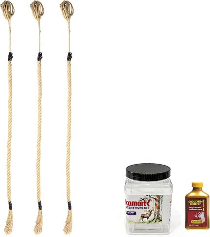 Deer Scrape Rope 30 Inch HempScent Scrape Kit with 10ft Pre-Attached Ropes Cotton Highly Absorbent Scent Rope for Deer Hunting Accessories Includes 4 oz Scent 3PCS in Kuwait