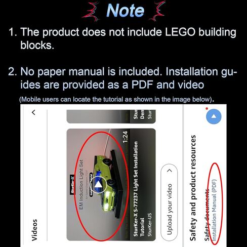 مجموعة إضاءة LED لاسلكية متوافقة مع مجموعة بناء السيارات الرياضية دودج تشالنجر SRT Hellcat من ليجو سبيد تشامبيونز، زينة أضواء ليجو 77237 - اللعبة غير متضمنة (S-77237) in Kuwait