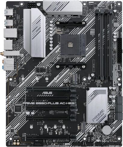 اللوحة الأم ASUS Prime B550-PLUS AC-HES AMD AM4 (الجيل الثالث Ryzen) ATX (Dual M.2، PCIe4.0، WIFI5، 1Gb Ethernet، SATA 6 Gbps، USB 3.2 Gen 2 Type-C، Type-C وCEC Tier II جاهز) (متجدد) in Saudi Arabia