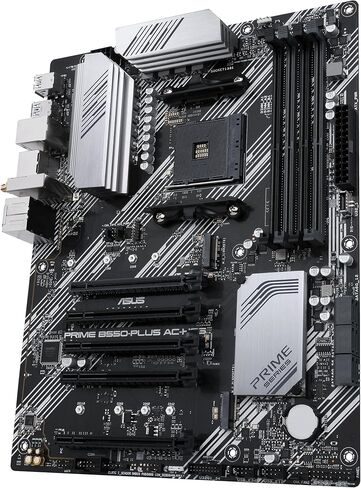 اللوحة الأم ASUS Prime B550-PLUS AC-HES AMD AM4 (الجيل الثالث Ryzen) ATX (Dual M.2، PCIe4.0، WIFI5، 1Gb Ethernet، SATA 6 Gbps، USB 3.2 Gen 2 Type-C، Type-C وCEC Tier II جاهز) (متجدد) in Saudi Arabia