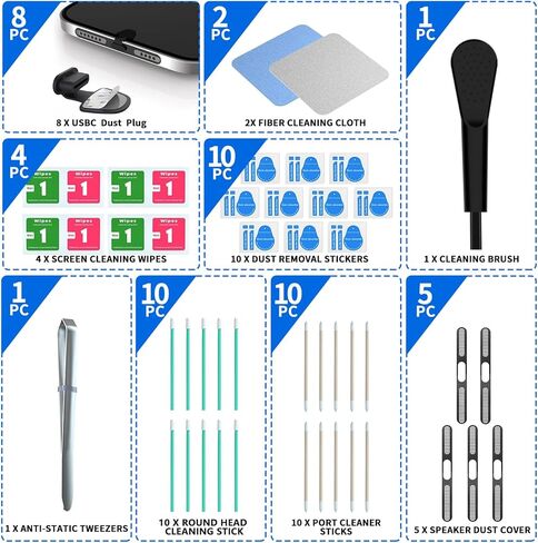 8 عبوات من سدادات غبار USB C، غطاء قابس USB من النوع C مضاد للفقد، واقيات غبار منفذ الشحن، مع غطاء غبار مكبر الصوت، لسلسلة iPhone 17,16,15، وSamsung Galaxy S22/S21/S20، Note 20/10، جميع USB C in Kuwait