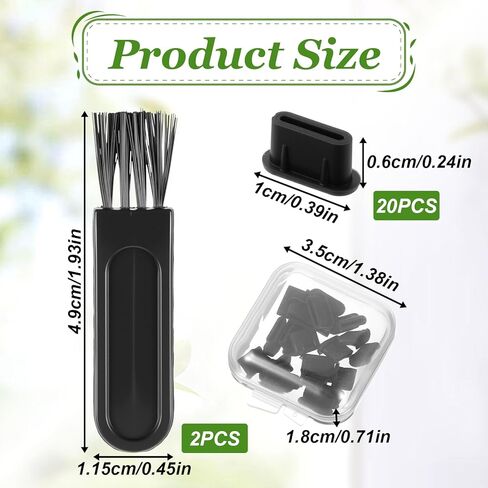 20 قطعة من سدادات الغبار USB C، سدادات مضادة للغبار من النوع C، غطاء غبار USB-C غطاء منفذ سيليكون من النوع C، قابس واقي منفذ الشحن مع فرشتي تنظيف in Kuwait