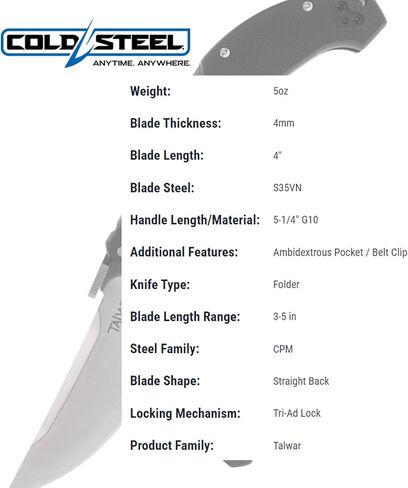 COLD STEEL Talwar S35VN فولاذ حاد للغاية بليد G10 مقبض للحمل اليومي سكين جيب تكتيكي قابل للطي مع آلية قفل ثلاثية الإعلانات in Kuwait