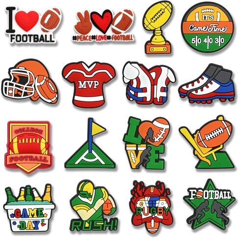 16Pcs Soccer Girls Shoe Charms, Ideal Gift for Soccer Lovers, Soccer Sports Shoe Decoration Charm Accessories for Girls Adult Women in Saudi Arabia