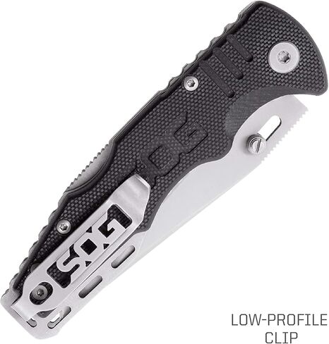 سكين تكتيكي صغير SOG Salute - سكين جيب قابل للطي EDC مع شفرة 3.1 بوصة، مسمار إبهام قابل للتعديل ومشبك حربة منخفض الحمل، خرزة (FF1001-CP) in Saudi Arabia