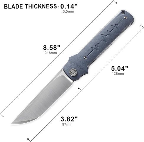 Petrified fish PFB04 Tena Folding Knife, 3.82" D2 Steel Satin Blade G10 Handle Pocket Folding knife for EDC Camping Outdoor (Gray Satin) in Saudi Arabia