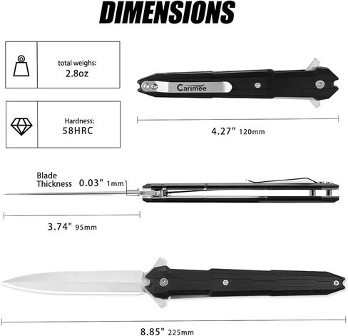 Folding Pocket Knife with 3.74" 5Cr15Mov Steel Blade, EDC Outdoor Slim Survival Knife for Camping, Hiking, Rock Climbing, Fishing in Saudi Arabia