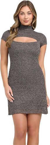 GUESS Women's Short Sleeve Mock Neck Open Stitch Lacey Dress in Saudi Arabia