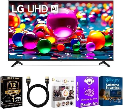 تلفزيون LG 43 بوصة فئة UA77 Series LED AI 4K Smart webOS (موديل 2025) + كابل HDMI + ضمان CPS لمدة 12 شهرًا + حزمة البث - HDR10، ThinQ AI، Wi-Fi 6، التحكم الصوتي، تصميم نحيف in Saudi Arabia