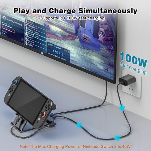 محطة إرساء تلفزيون Tendak Switch لجهاز Nintendo Switch، محطة إرساء تلفزيون محمولة تدعم وضع التلفزيون 4K / 60HZ، قاعدة تبديل قابلة للطي لنينتندو سويتش / Steam Deck / ROG Ally / الهاتف، لا تدعم Switch 2 in Kuwait