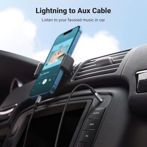 سلك UGREEN Aux لكابل iPhone Aux إلى Lightning لمحول السيارة MFi المعتمد Lightning 3.5 ملم مقبس صوت ذكر متوافق مع iPhone 14 Pro Max/13 12 11 Pro Max/12 11 XR SE/8 Plus، 3.3FT in Saudi Arabia