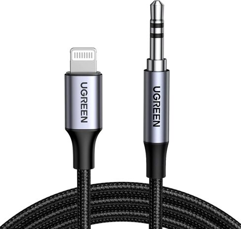 سلك UGREEN Aux لكابل iPhone Aux إلى Lightning لمحول السيارة MFi المعتمد Lightning 3.5 ملم مقبس صوت ذكر متوافق مع iPhone 14 Pro Max/13 12 11 Pro Max/12 11 XR SE/8 Plus، 3.3FT in Saudi Arabia