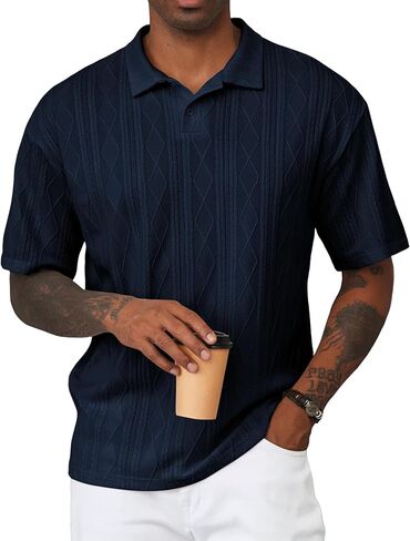 JMIERR Mens Polo Shirt Knit Button Casual Short Sleeve Summer Vacation Beach Stretchy Golf Shirts in Saudi Arabia