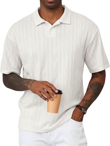 JMIERR Mens Polo Shirt Knit Button Casual Short Sleeve Summer Vacation Beach Stretchy Golf Shirts in Saudi Arabia