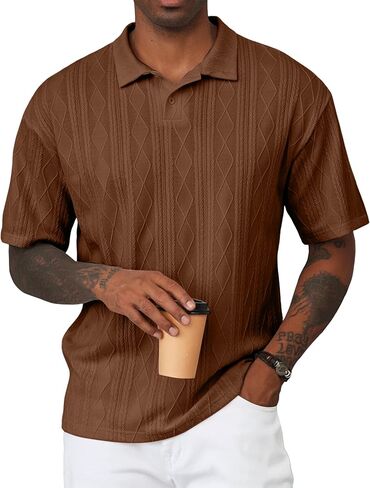JMIERR Mens Polo Shirt Knit Button Casual Short Sleeve Summer Vacation Beach Stretchy Golf Shirts in Saudi Arabia