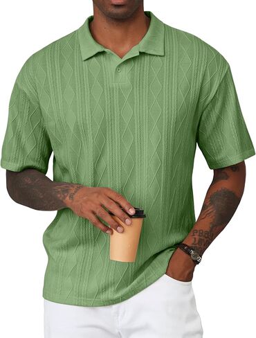 JMIERR Mens Polo Shirt Knit Button Casual Short Sleeve Summer Vacation Beach Stretchy Golf Shirts in Saudi Arabia