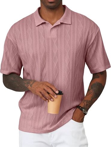 JMIERR Mens Polo Shirt Knit Button Casual Short Sleeve Summer Vacation Beach Stretchy Golf Shirts in Saudi Arabia