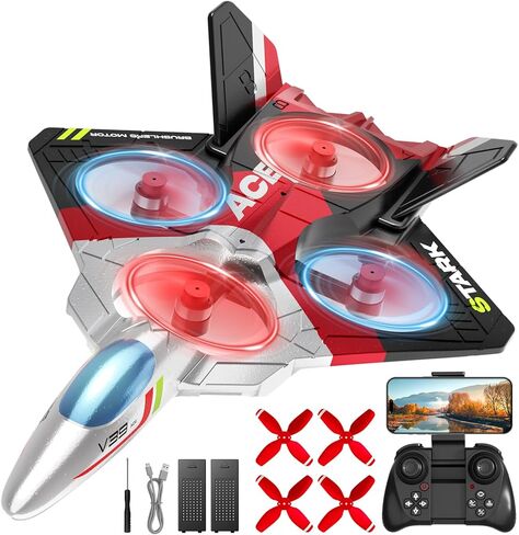 4DRC V39 Foam Remote Control Airplanes RC Planes with Camera,RC Airplane Fighter Jet with Light,Gravity Control, Auto-Follow, Trajectory Flight,One Key Take Off, 2 Batteries,Blue in Saudi Arabia