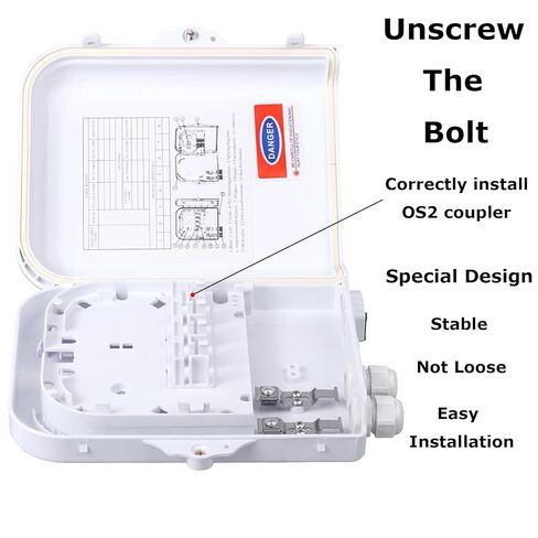 Fiber Optic Distribution Box, 8 Port Wall Mount Enclosure with 8 LC OS2 Adapters, Singlemode, FTTH, IP65 Waterproof Outdoor/Indoor Use - 8.27" x 5.31" x 1.57" in Saudi Arabia