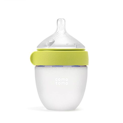 Comotomo Silicone Baby Bottle 2 (5oz) – Baby Bottle Refined – Soft, Wide-Neck Bottle with True Slow-Flow Nipple for Newborn Feeding, Green in Saudi Arabia