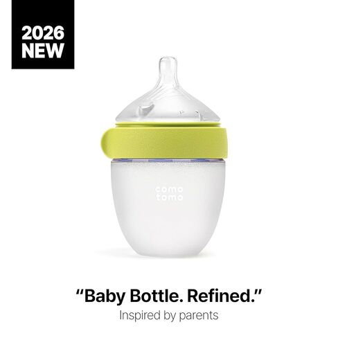 Comotomo Silicone Baby Bottle 2 (5oz) – Baby Bottle Refined – Soft, Wide-Neck Bottle with True Slow-Flow Nipple for Newborn Feeding, Green in Saudi Arabia