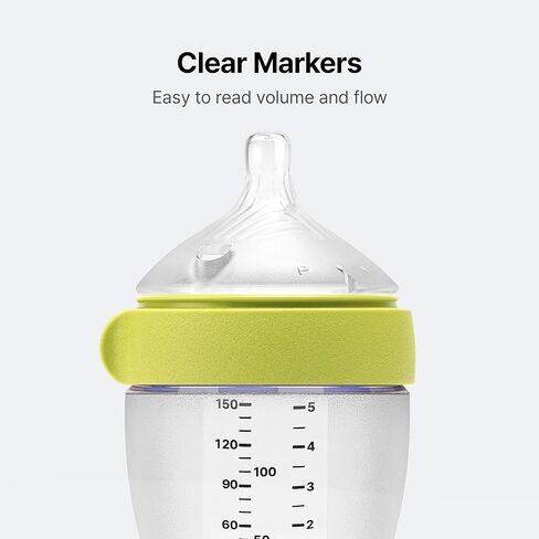 Comotomo Silicone Baby Bottle 2 (5oz) – Baby Bottle Refined – Soft, Wide-Neck Bottle with True Slow-Flow Nipple for Newborn Feeding, Green in Saudi Arabia