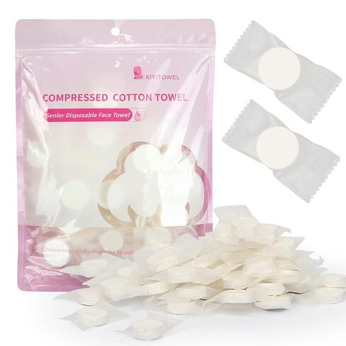 Classycoo Compressed Towel 120 PCS with 2 Carrying Cases,Disposable Mini Tablets Portable Face Towel Cotton Coin Tissue for Travel, Camping, Hiking, Sport, Home Hand Wipes, Outdoor Activities (Pink) in Kuwait