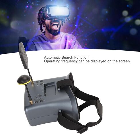 شاشة LCD مقاس 4.3 بوصة، هوائي مزدوج، دقة 800 × 480، نظارات فيديو FPV بعدسة شفافة بنسبة 92% مع وظيفة البحث التلقائي، بطارية مدمجة 3.7 فولت 2000 مللي أمبير في الساعة in Saudi Arabia