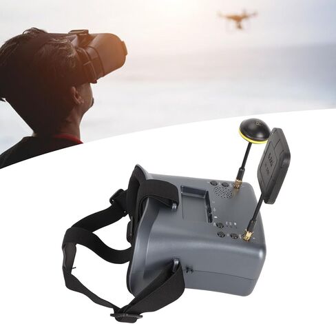 شاشة LCD مقاس 4.3 بوصة، هوائي مزدوج، دقة 800 × 480، نظارات فيديو FPV بعدسة شفافة بنسبة 92% مع وظيفة البحث التلقائي، بطارية مدمجة 3.7 فولت 2000 مللي أمبير في الساعة in Saudi Arabia