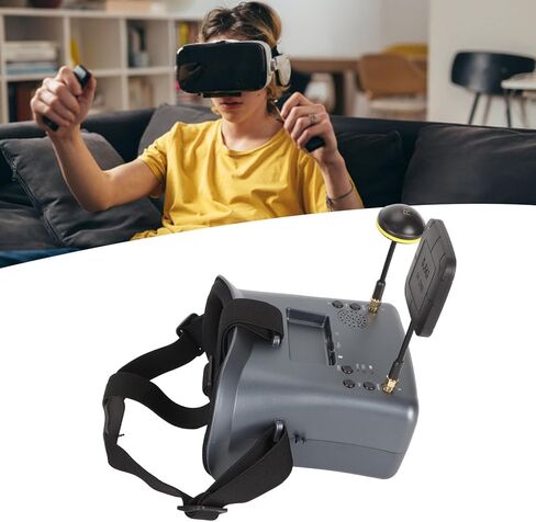 شاشة LCD مقاس 4.3 بوصة، هوائي مزدوج، دقة 800 × 480، نظارات فيديو FPV بعدسة شفافة بنسبة 92% مع وظيفة البحث التلقائي، بطارية مدمجة 3.7 فولت 2000 مللي أمبير في الساعة in Saudi Arabia