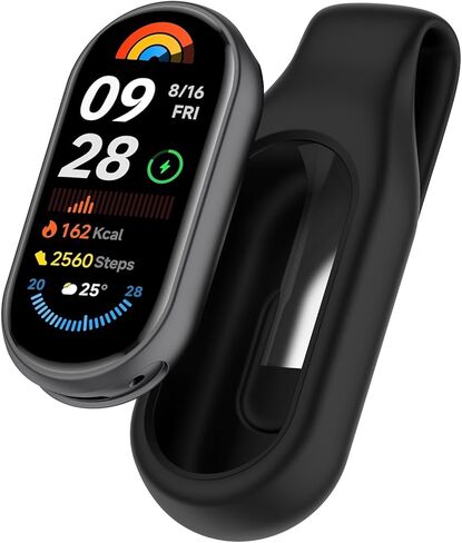 مشبك مشبك عالمي من Discool متوافق مع Xiaomi Band 10/9/8 حزام معصم بديل آمن مضاد للانزلاق، مشبك من مادة السيليكون الناعمة المتينة للسباحة والجري (أسود) in Kuwait