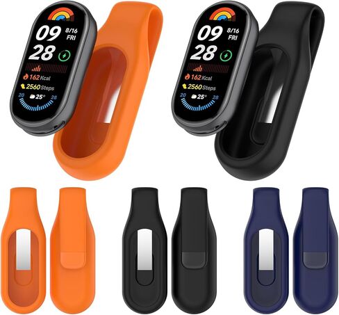 مشبك مشبك عالمي من Discool متوافق مع Xiaomi Band 10/9/8 حزام معصم بديل آمن مضاد للانزلاق، مشبك من مادة السيليكون الناعمة المتينة للسباحة والجري (أسود) in Kuwait
