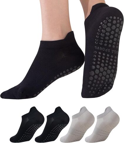 Grip Socks for Women Non Slip Pilates Socks for Pilates, Barre, Barefoot, Hospital Anti Skid Ankle Yoga Socks in Saudi Arabia