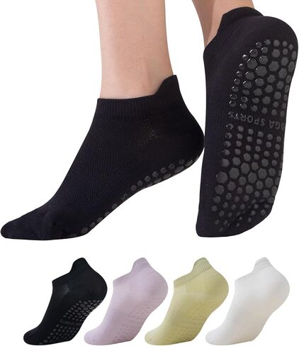 Grip Socks for Women Non Slip Pilates Socks for Pilates, Barre, Barefoot, Hospital Anti Skid Ankle Yoga Socks in Saudi Arabia