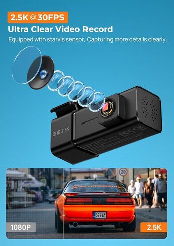Dash Cam 2.5K Front Dash Camera for Cars with App, WiFi Mini Dashcam Built-in IPS Screen, Night Vision, G-Sensor, Smart Voice, Loop Recording, 24H Parking Mode, 32G SD Card Included, Support 256GB Max in Kuwait
