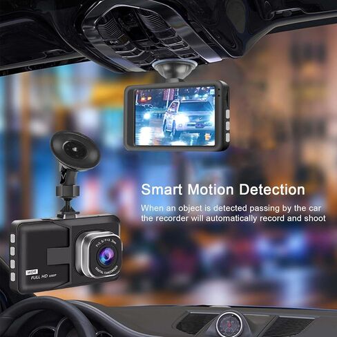 3-inch 1080p High-Definition Dash cam for Cars, 24 Hour Recording, 170° Large Wide-Angle,Super Night Vision, G-Sensor Parking Monitoring Loop Video Motion Detection in Kuwait
