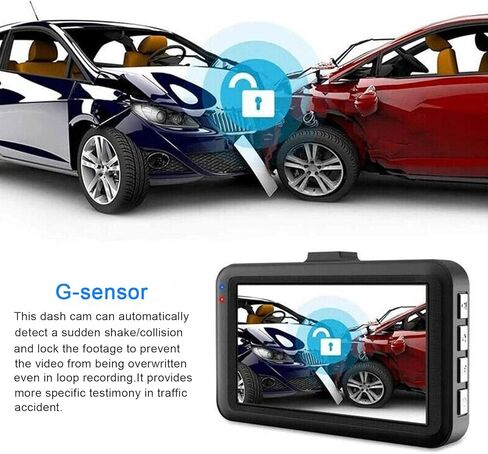 3-inch 1080p High-Definition Dash cam for Cars, 24 Hour Recording, 170° Large Wide-Angle,Super Night Vision, G-Sensor Parking Monitoring Loop Video Motion Detection in Kuwait